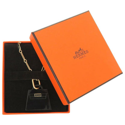 Hermes Kelly Amulet Maroquinier Kelly Buffalo Horn GP Black Necklace 1891 Hermes