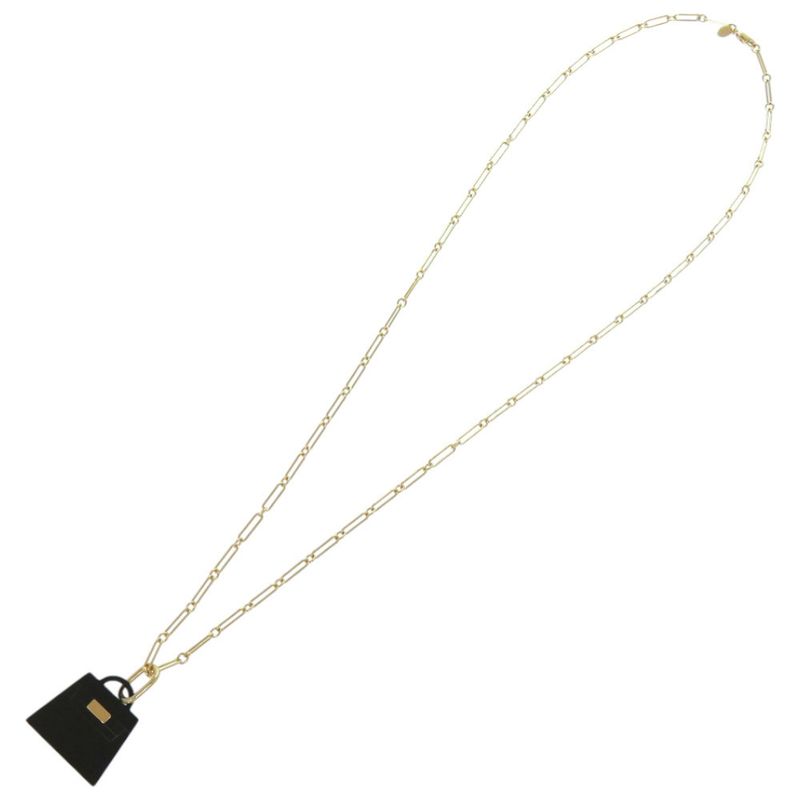 Hermes Kelly Amulet Maroquinier Kelly Buffalo Horn GP Black Necklace 1891 Hermes