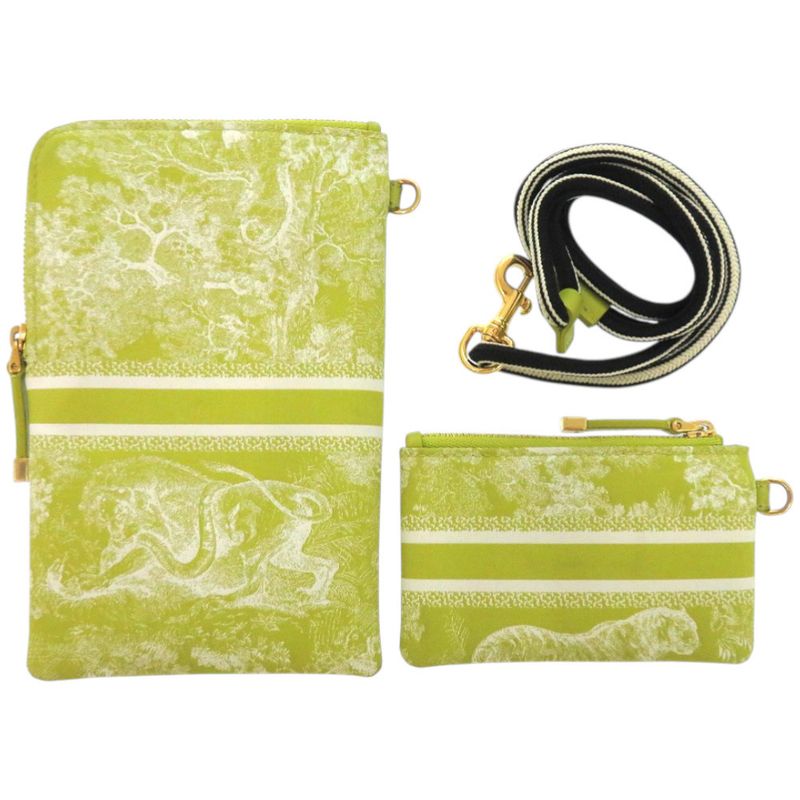 Christian Dior Multifunction Travel Shoulder Bag 47-Ma-0244 Nylon Yellow Green