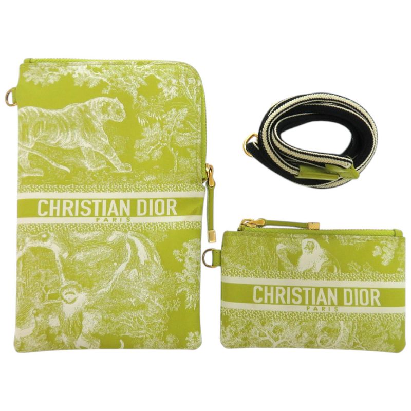 Christian Dior Multifunction Travel Shoulder Bag 47-Ma-0244 Nylon Yellow Green