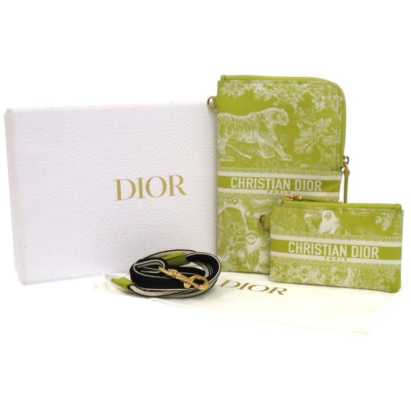 Christian Dior Multifunction Travel Shoulder Bag 47-Ma-0244 Nylon Yellow Green