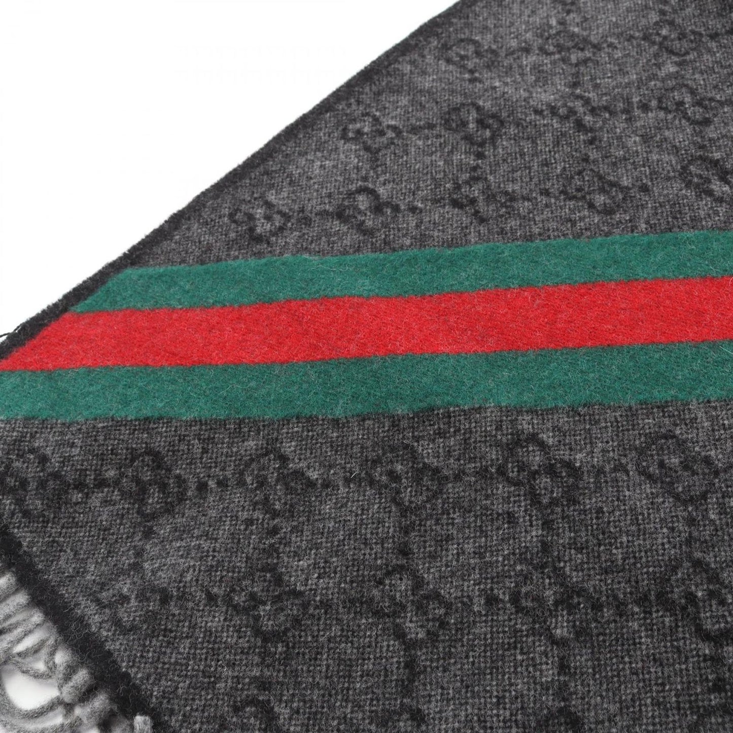 Gucci Muffler Gg Pattern 5706033g2001466 Gray Wool Muffler Unisex New