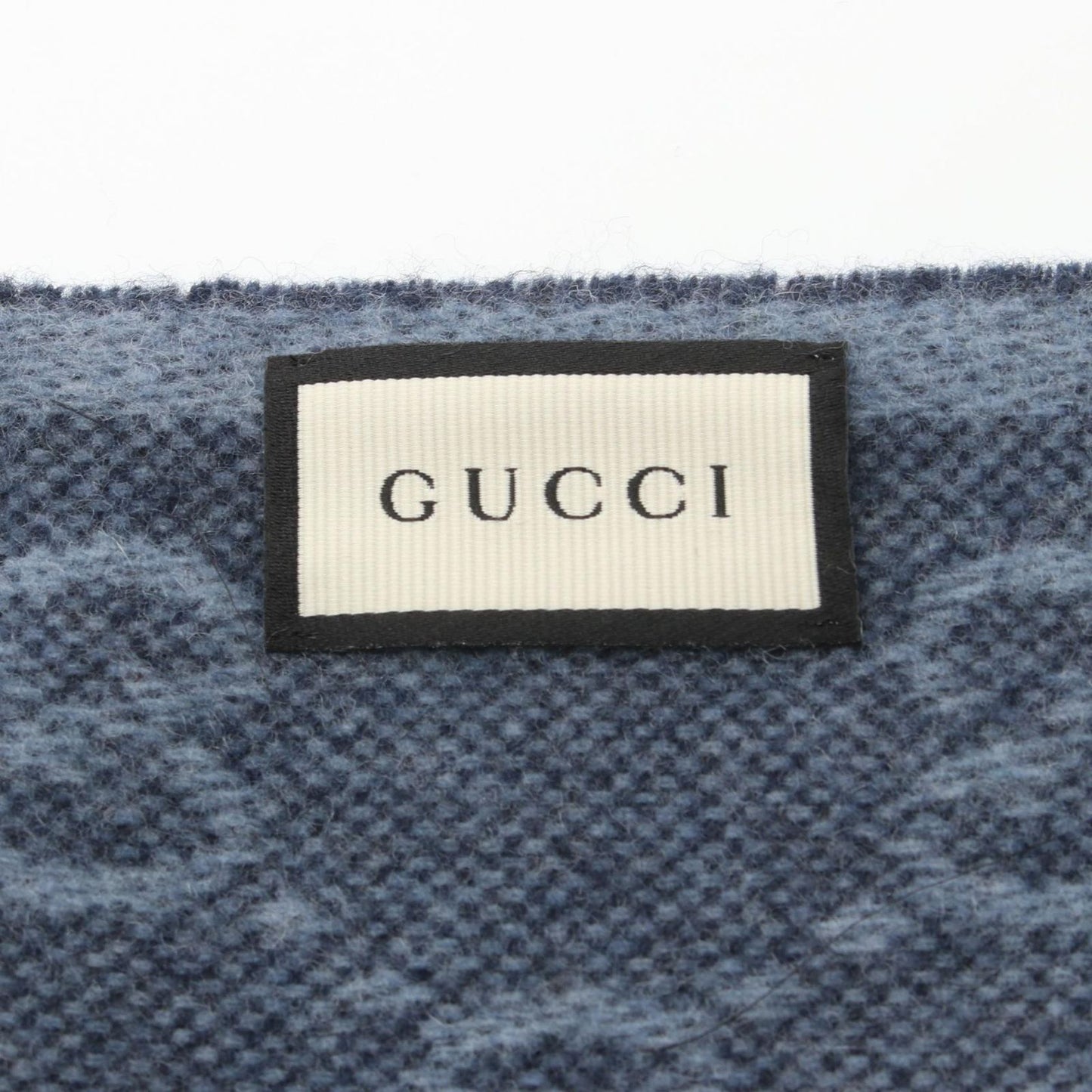 Gucci Muffler Gg Pattern 5706033g2004068 Midnight Blue Wool Muffler Unisex New