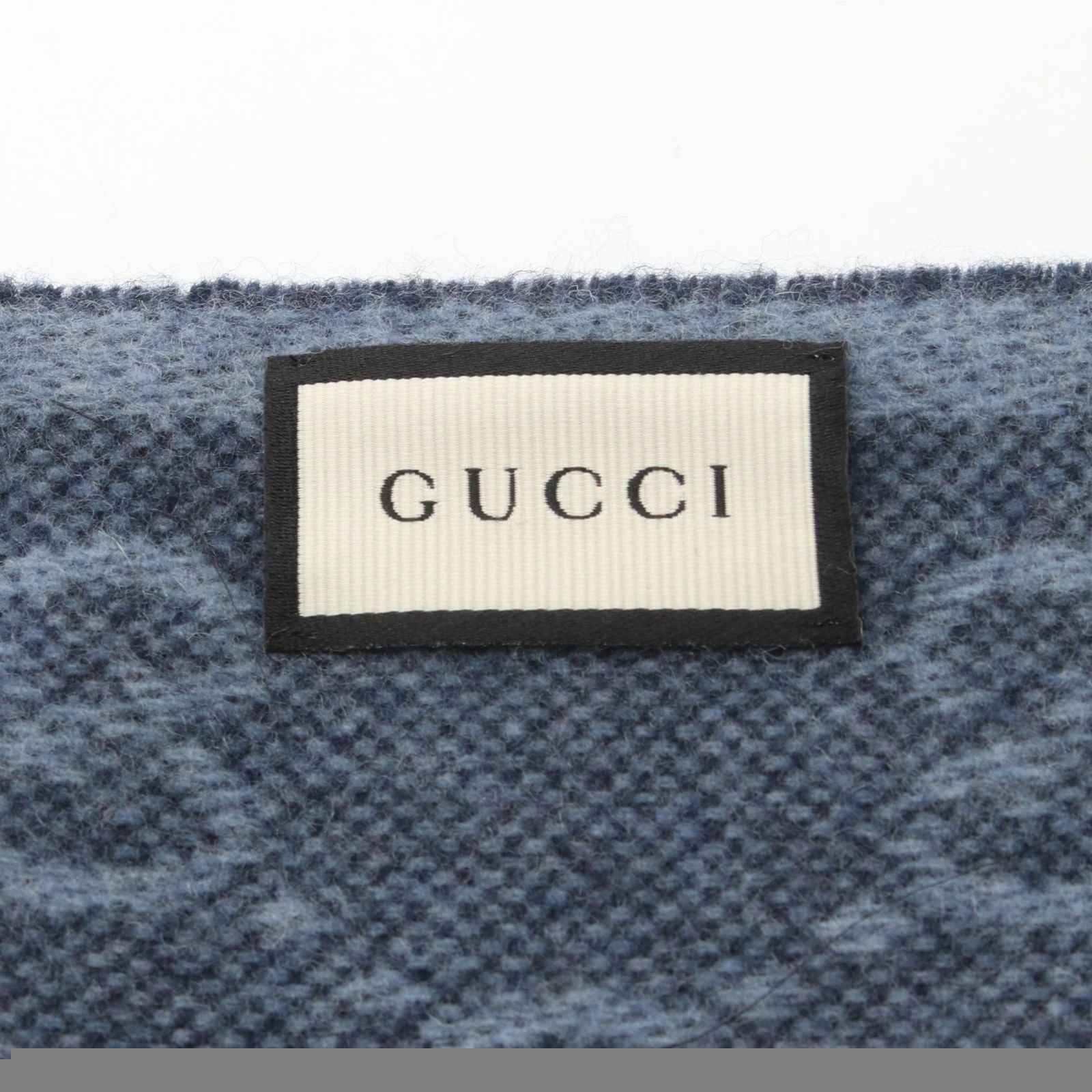 Gucci Muffler Gg Pattern 5706033g2004068 Midnight Blue Wool Muffler Unisex New