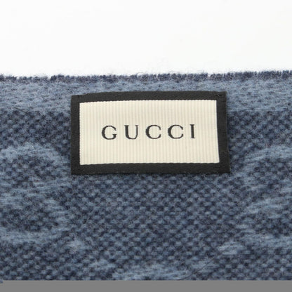 Gucci Muffler Gg Pattern 5706033g2004068 Midnight Blue Wool Muffler Unisex New