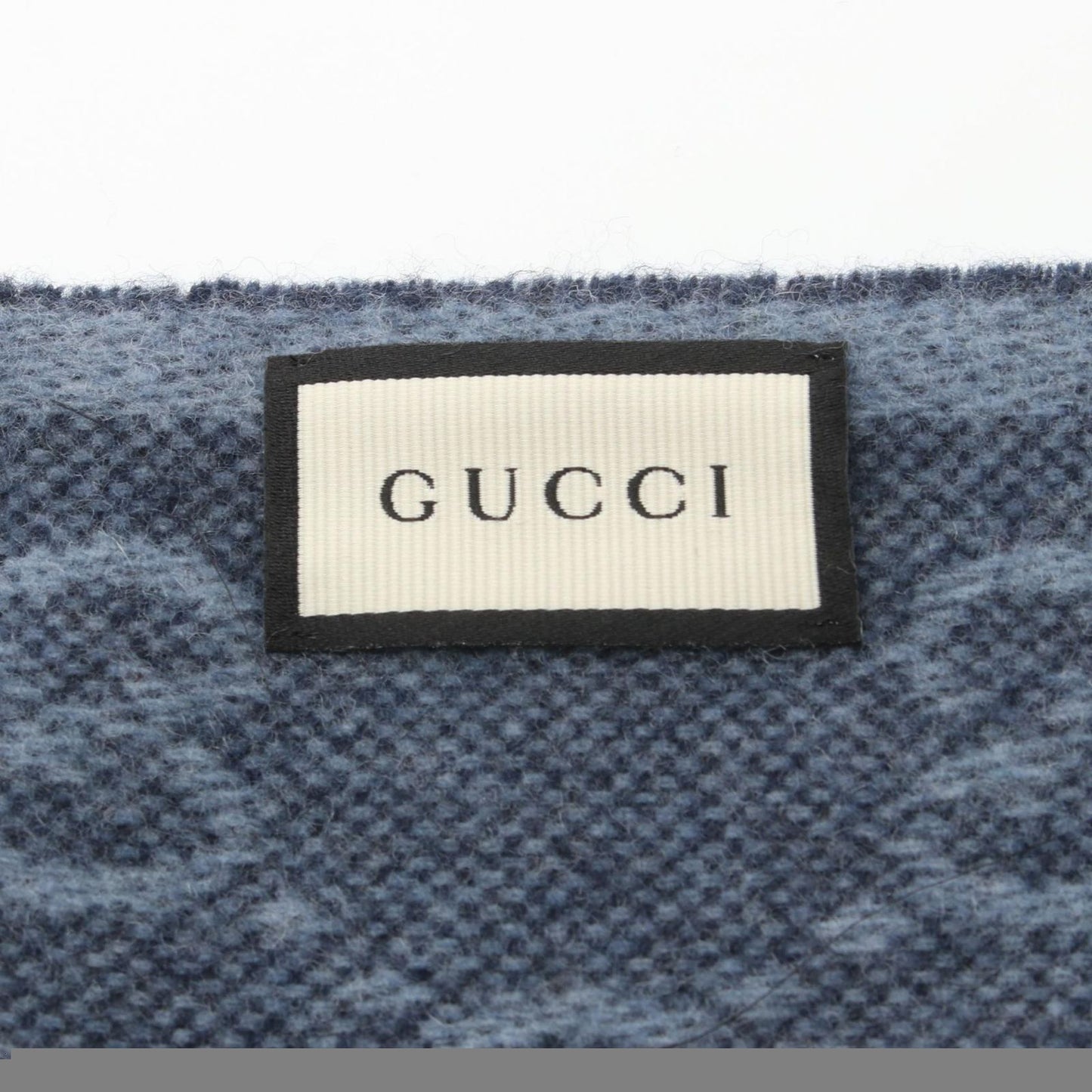 Gucci Muffler Gg Pattern 5706033g2004068 Midnight Blue Wool Muffler Unisex New