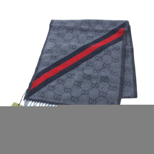 Gucci Muffler Gg Pattern 5706033g2004068 Midnight Blue Wool Muffler Unisex New