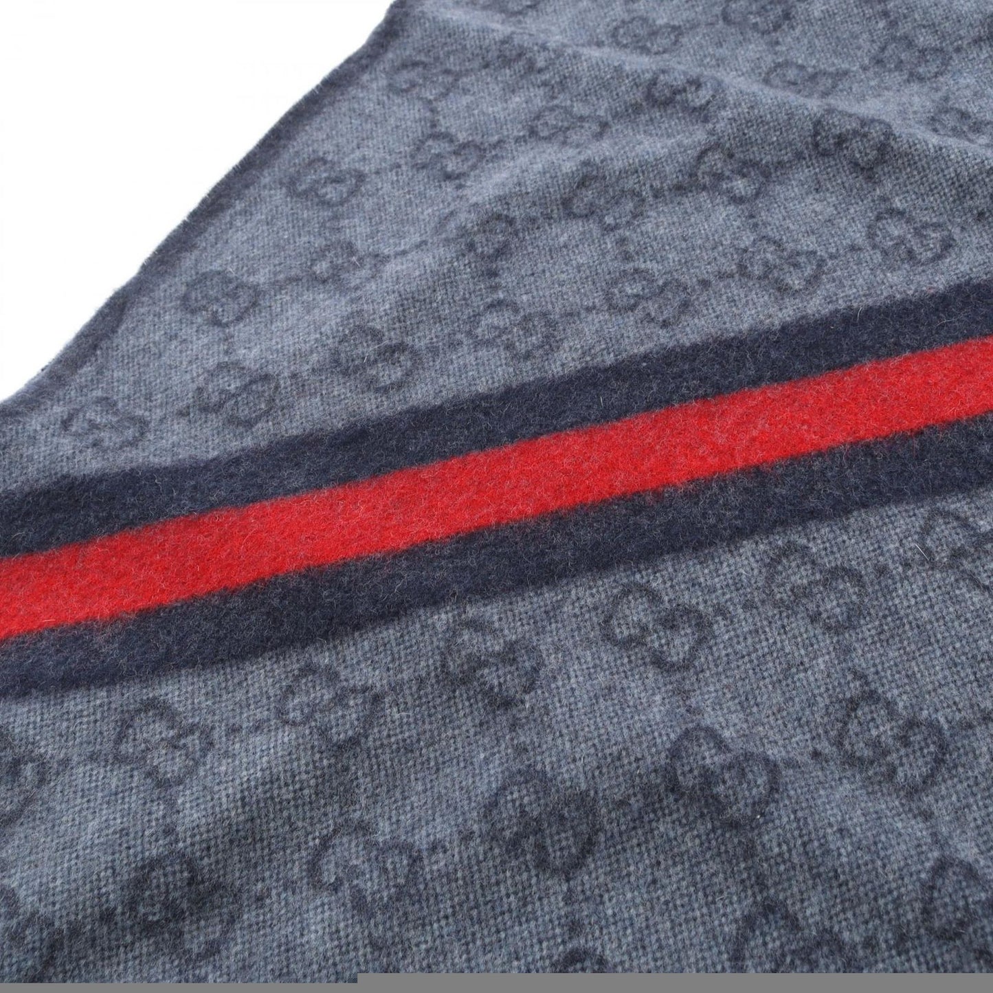 Gucci Muffler Gg Pattern 5706033g2004068 Midnight Blue Wool Muffler Unisex New