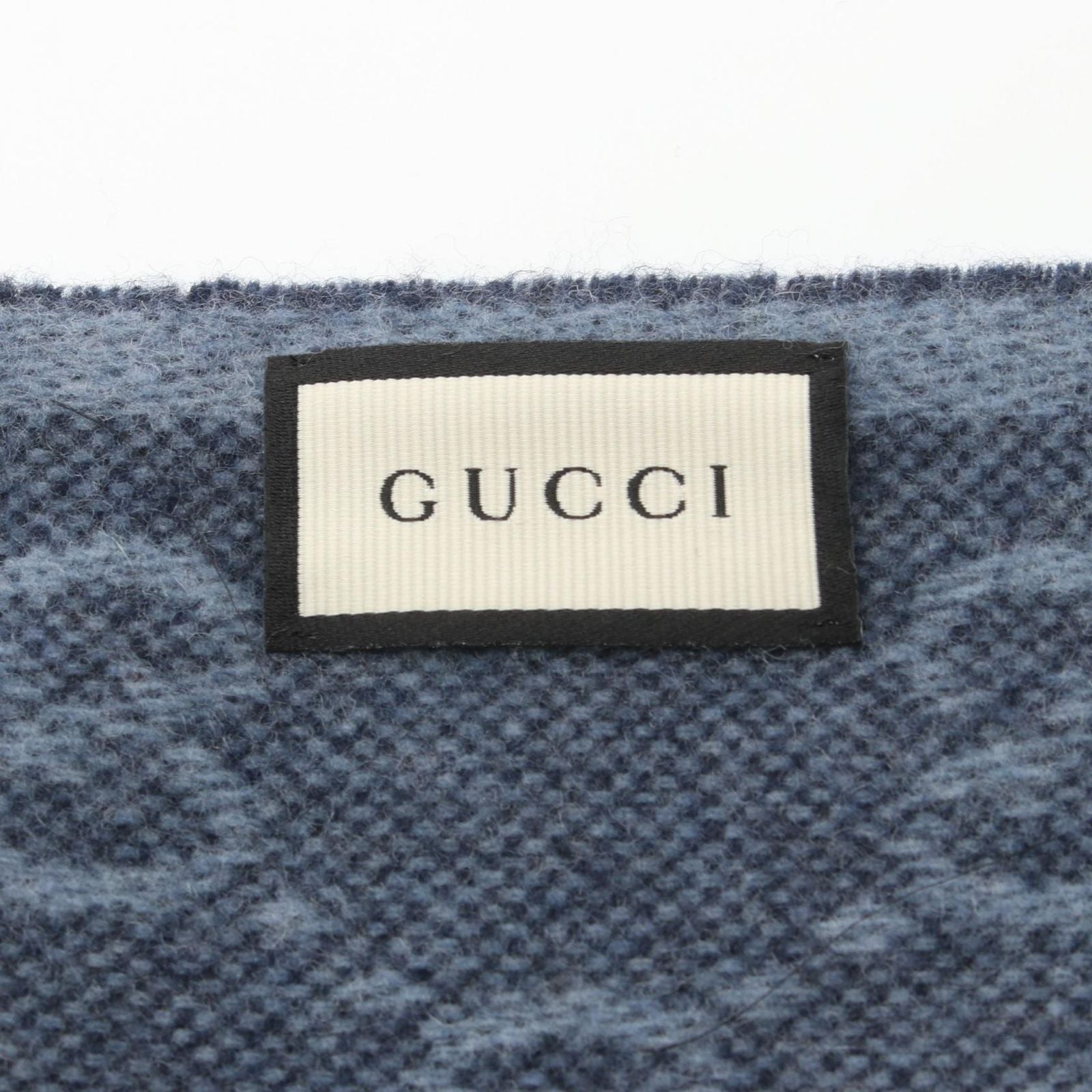 Gucci Muffler Gg Pattern 5706033g2004068 Midnight Blue Wool Muffler Unisex New