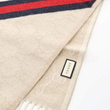 Gucci Muffler Gg Pattern 5706033g2009568 White Wool Muffler Unisex New