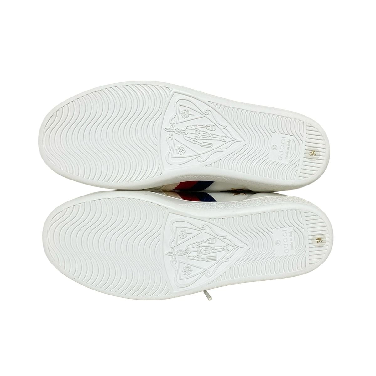 Gucci Sneakers 34 Women's Ace Be Star 498205 Ivory X Gold X Multi Insole