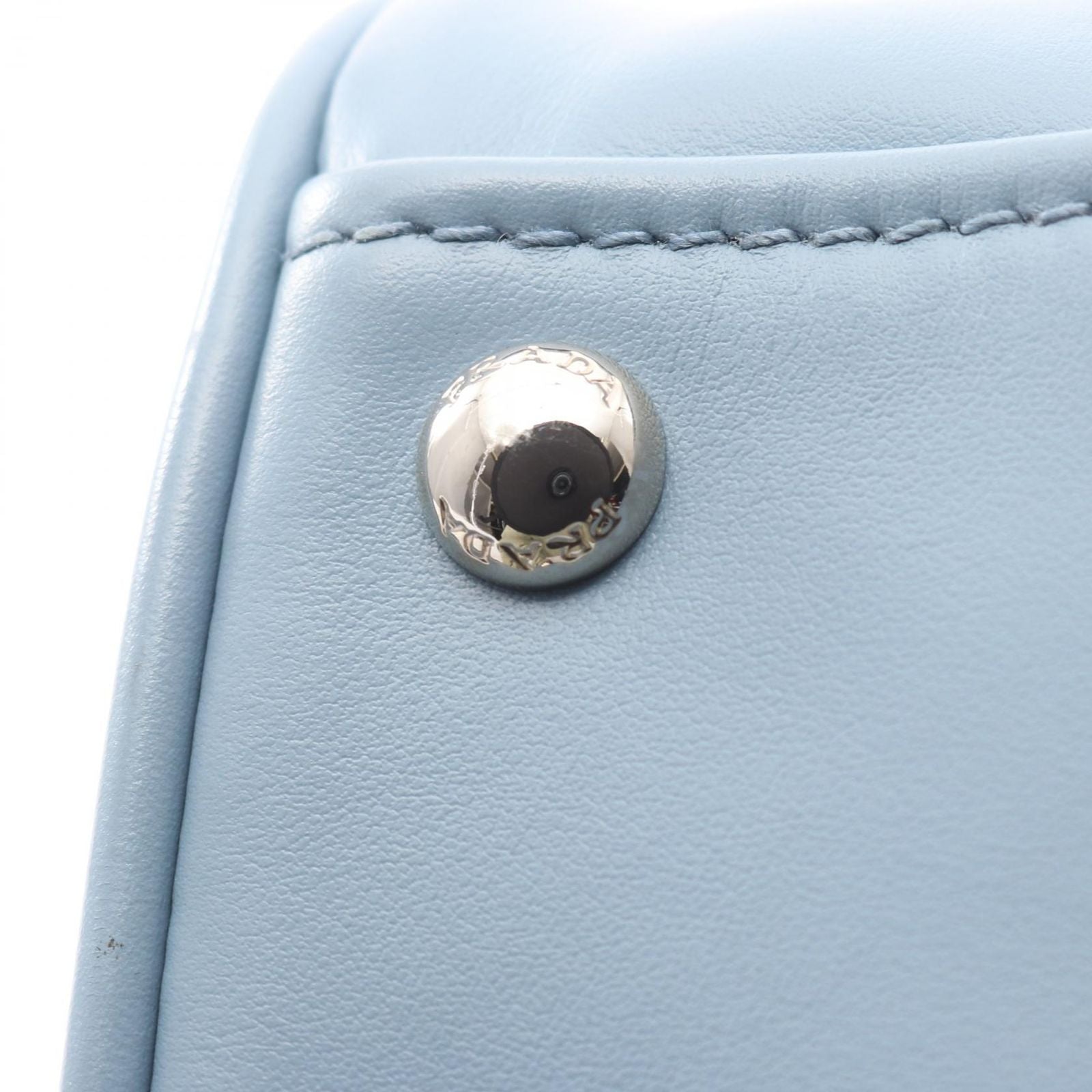 Prada Handbag Soft Calf 1bb071 Blue Leather 2way Bow Ring Bag Ladies a