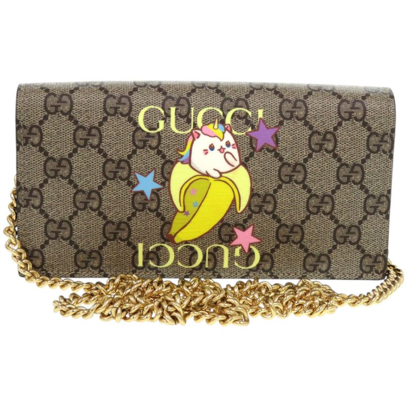 Unused Gucci Chain Wallet Rainbow Bananya Collaboration 701061 2149 GG Supreme
