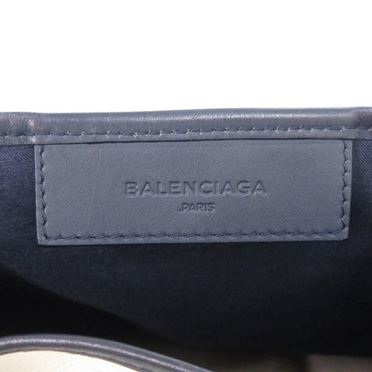 Balenciaga Navy Cabas S 339933 4081 C 535269 Canvas Leather Natural Navy