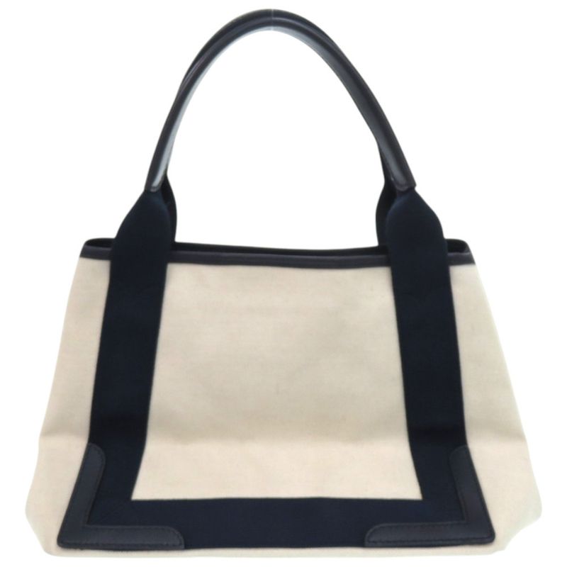 Balenciaga Navy Cabas S 339933 4081 C 535269 Canvas Leather Natural Navy