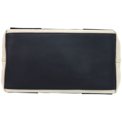 Balenciaga Navy Cabas S 339933 4081 C 535269 Canvas Leather Natural Navy