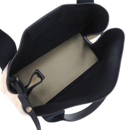 Balenciaga Navy Cabas S 339933 4081 C 535269 Canvas Leather Natural Navy