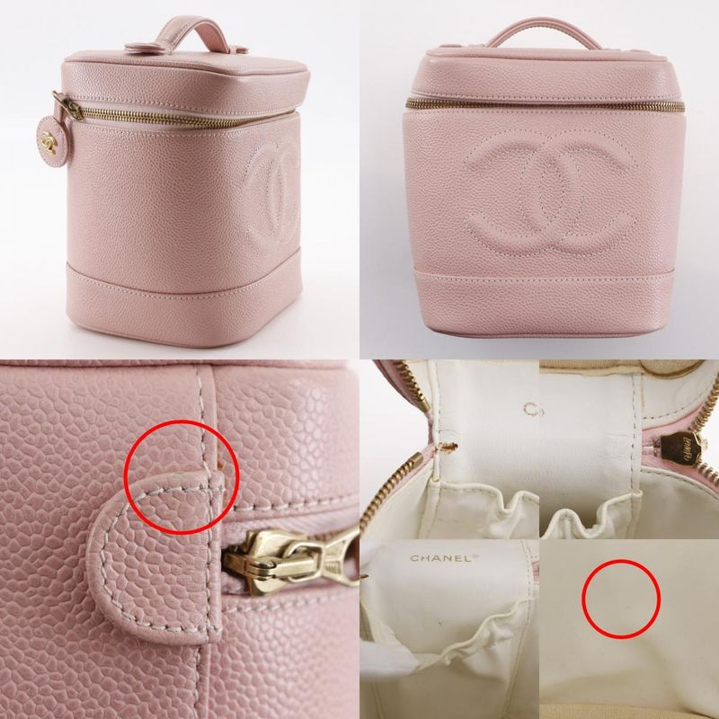 Chanel Cocomark Vanity A01998 Caviar Skin Pink Ladies Pouch