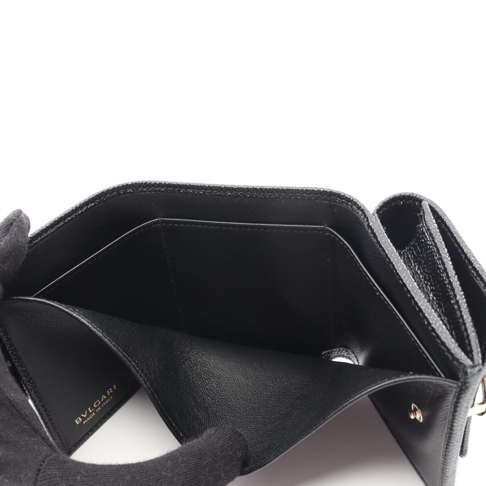 Bulgari Bvlgari Trifold Wallet Bvlgari 288648 Black Leather Trifold