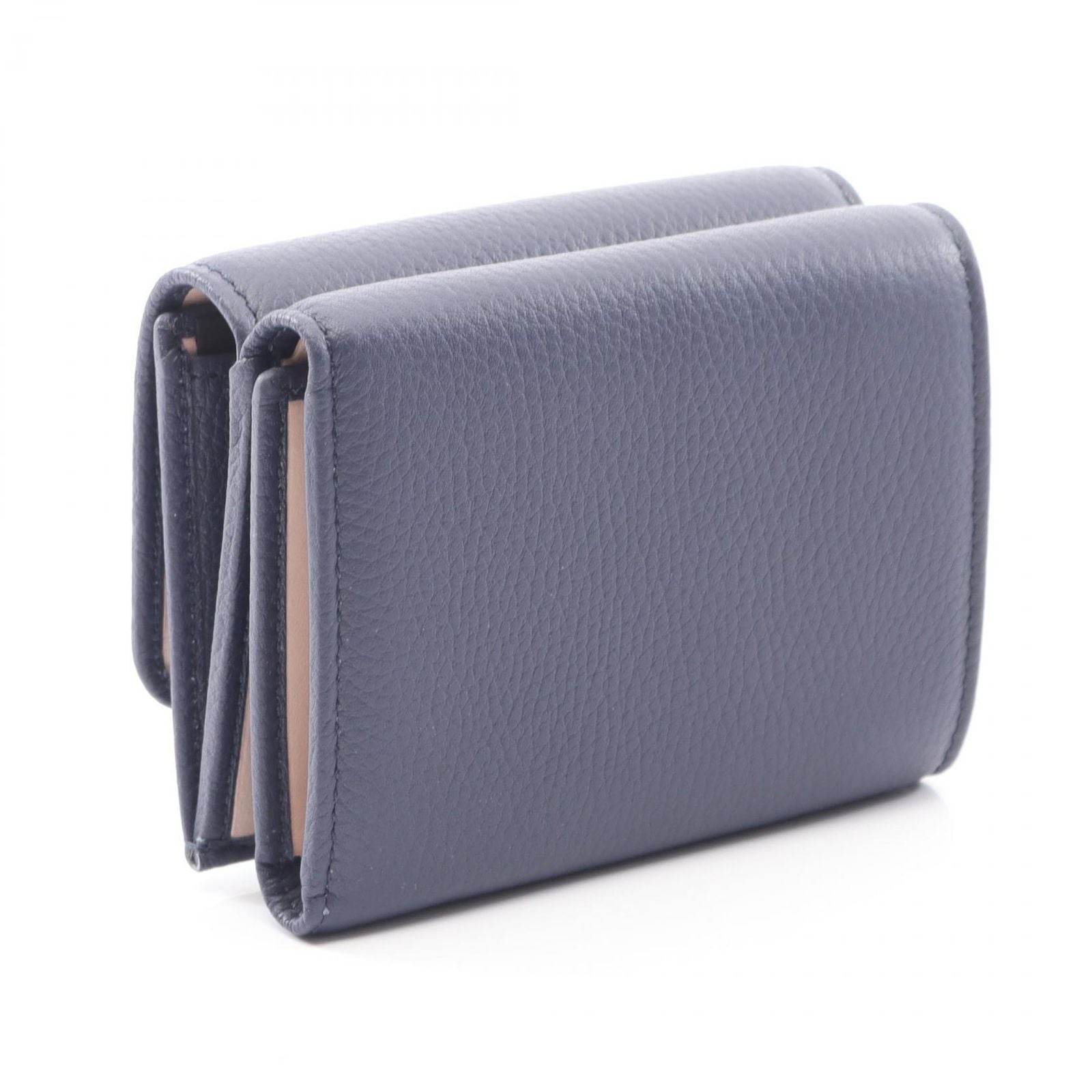 Bvlgari Trifold Wallet Bvlgari 292966 Navy/Beige Leather