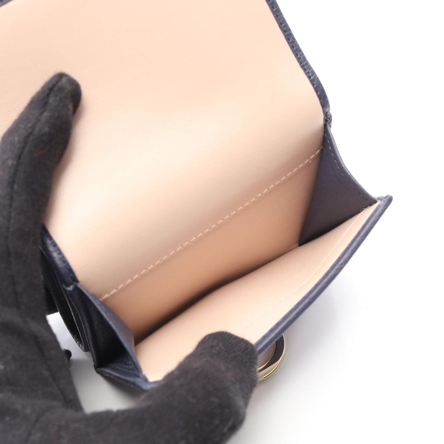 Bvlgari Trifold Wallet Bvlgari 292966 Navy/Beige Leather