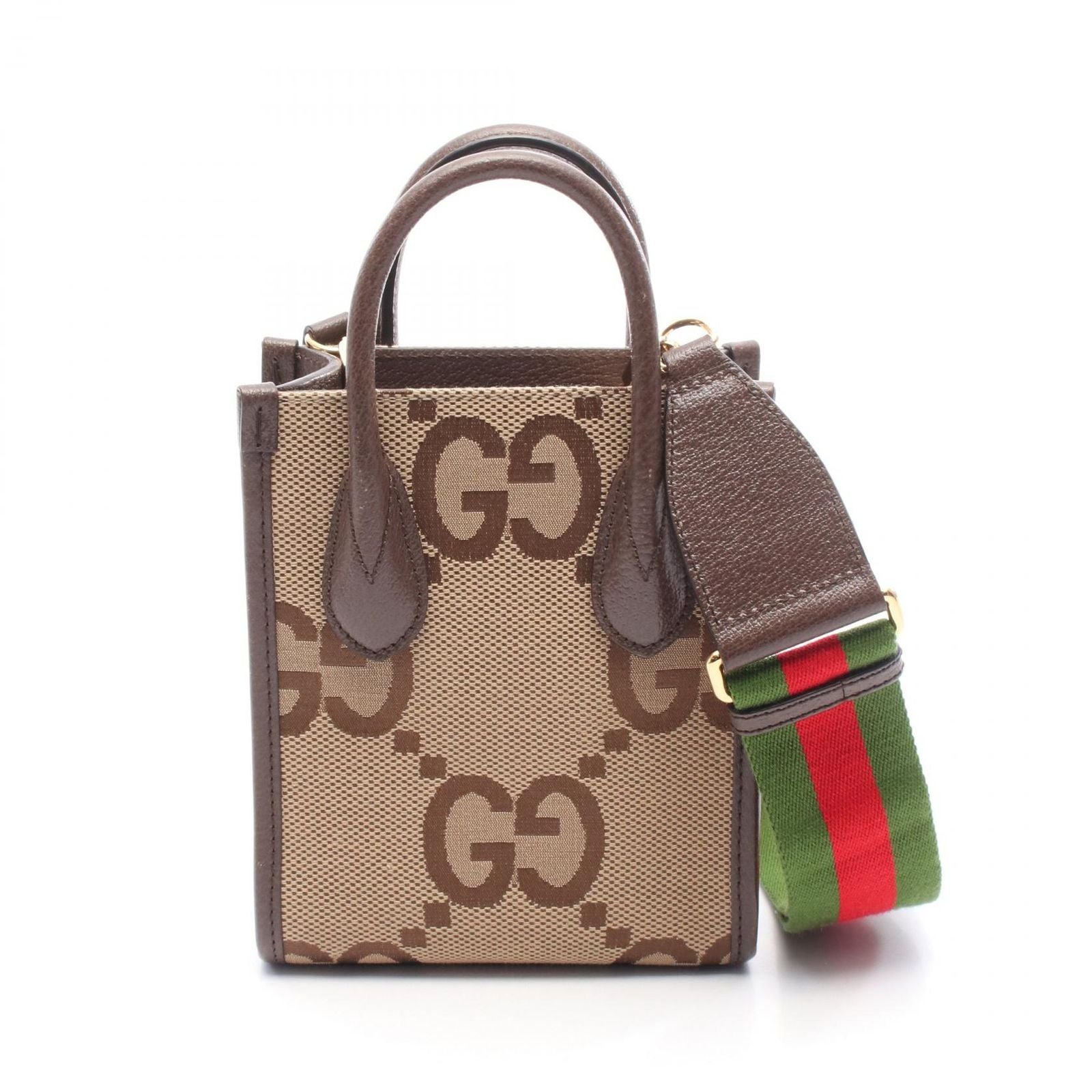 Gucci Tote Bag Jumbo Gg 699406 Beige/Dark Brown Canvas Leather Jumbo Gg Mini