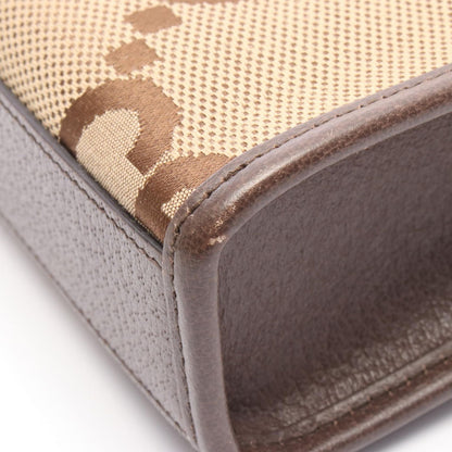 Gucci Tote Bag Jumbo Gg 699406 Beige/Dark Brown Canvas Leather Jumbo Gg Mini