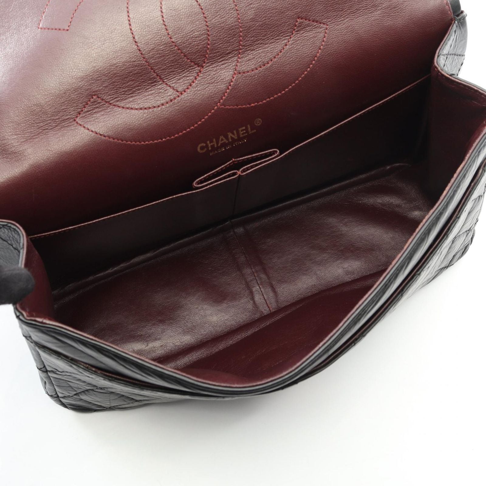 Chanel Shoulder Bag 2.55 Matelasse Maxi W Flap Black Calf (Cowhide) 2.55