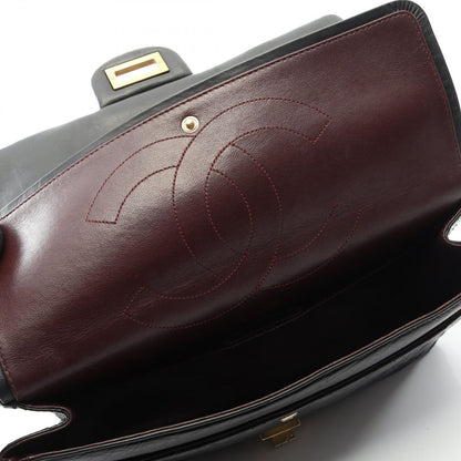 Chanel Shoulder Bag 2.55 Matelasse Maxi W Flap Black Calf (Cowhide) 2.55