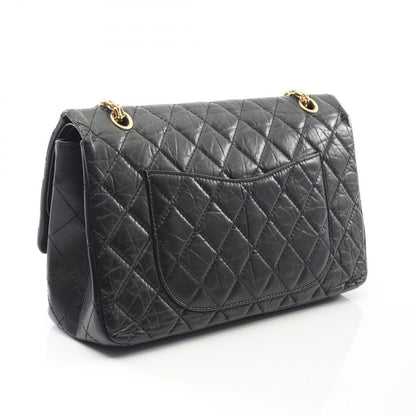 Chanel Shoulder Bag 2.55 Matelasse Maxi W Flap Black Calf (Cowhide) 2.55