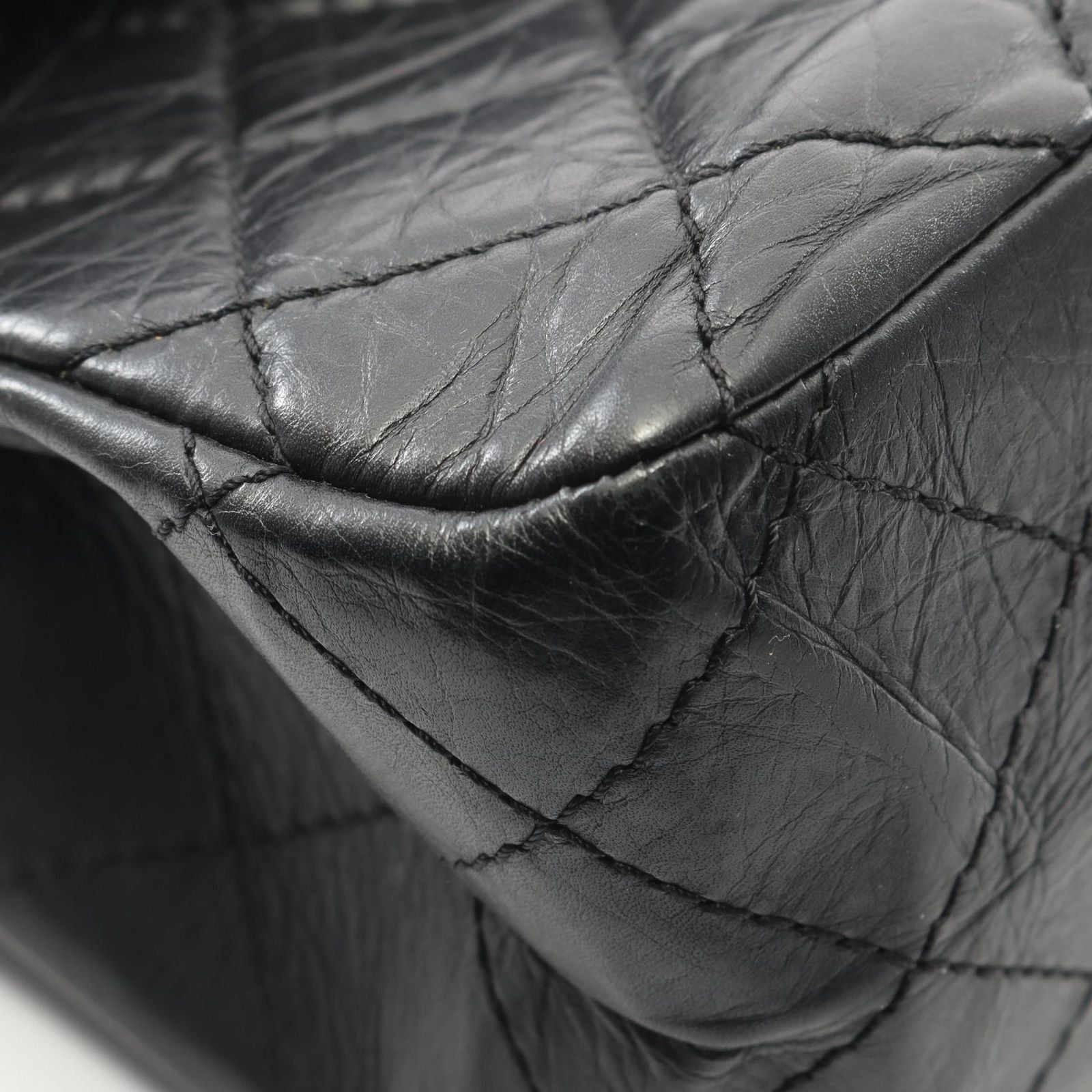 Chanel Shoulder Bag 2.55 Matelasse Maxi W Flap Black Calf (Cowhide) 2.55