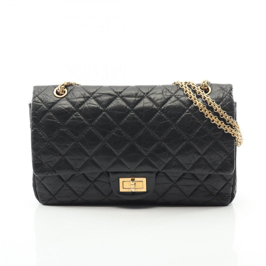 Chanel Shoulder Bag 2.55 Matelasse Maxi W Flap Black Calf (Cowhide) 2.55
