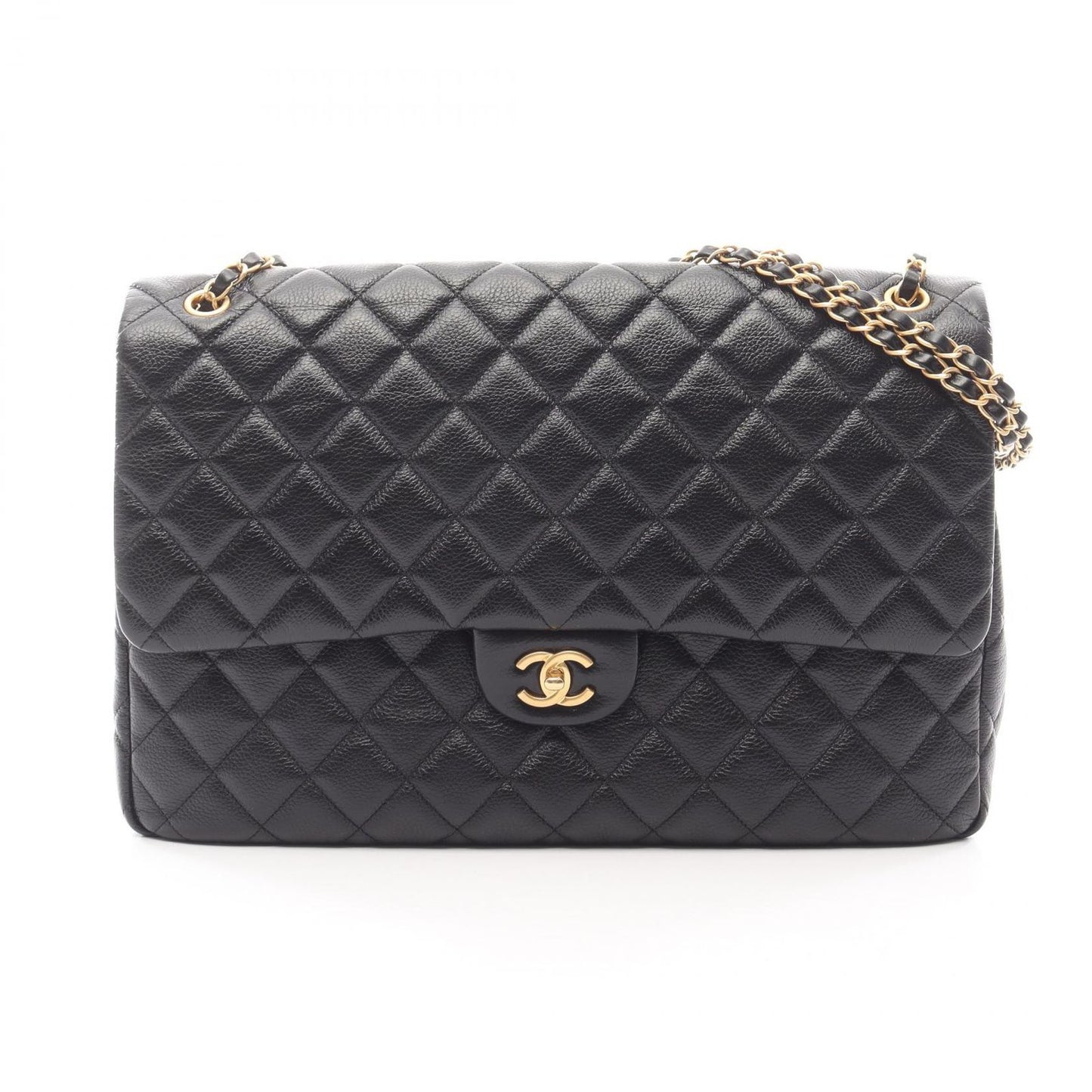 Chanel Shoulder Bag Maxi Flap Matelasse Black Leather Matelasse Maxi Flap Chain