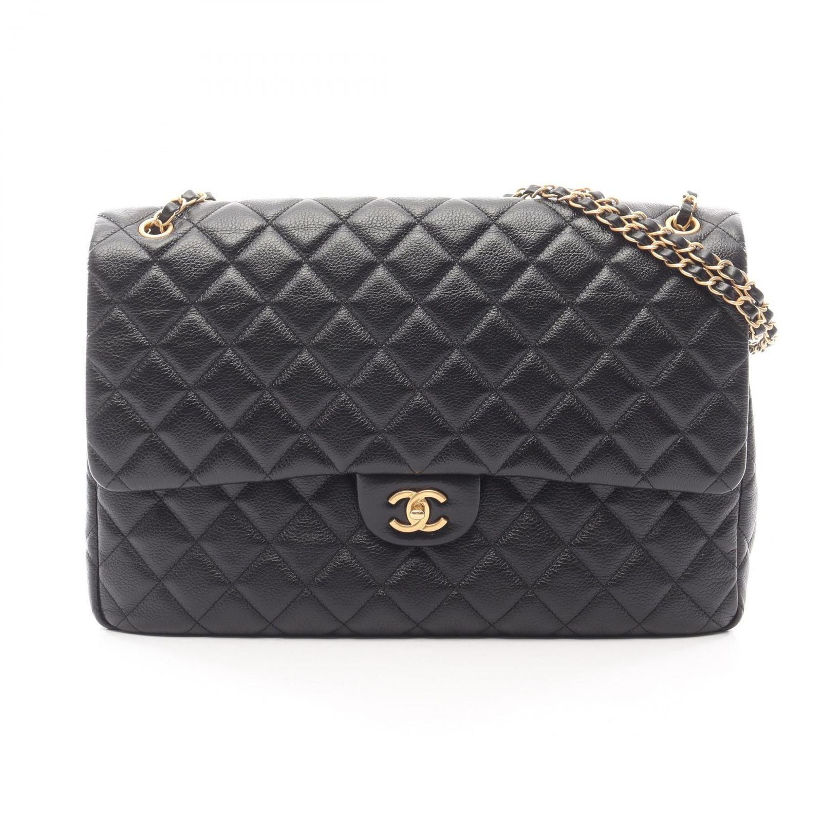Chanel Shoulder Bag Maxi Flap Matelasse Black Leather Matelasse Maxi Flap Chain
