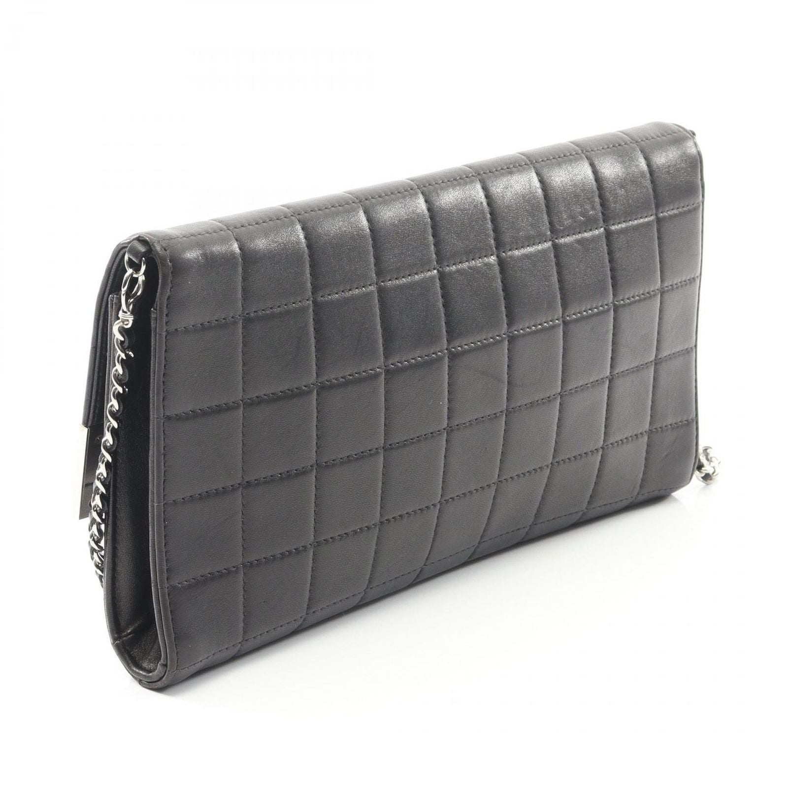 Chanel Shoulder Bag Chocolate Bar Black Lambskin (sheep Leather) Chocolate Bar