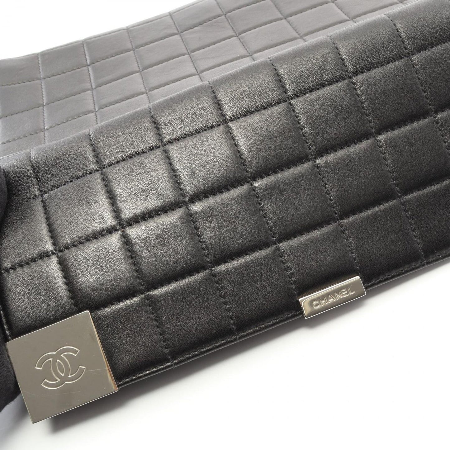 Chanel Shoulder Bag Chocolate Bar Black Lambskin (sheep Leather) Chocolate Bar