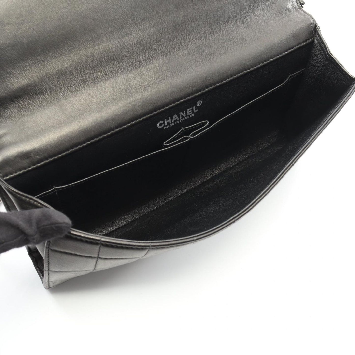 Chanel Shoulder Bag Chocolate Bar Black Lambskin (sheep Leather) Chocolate Bar