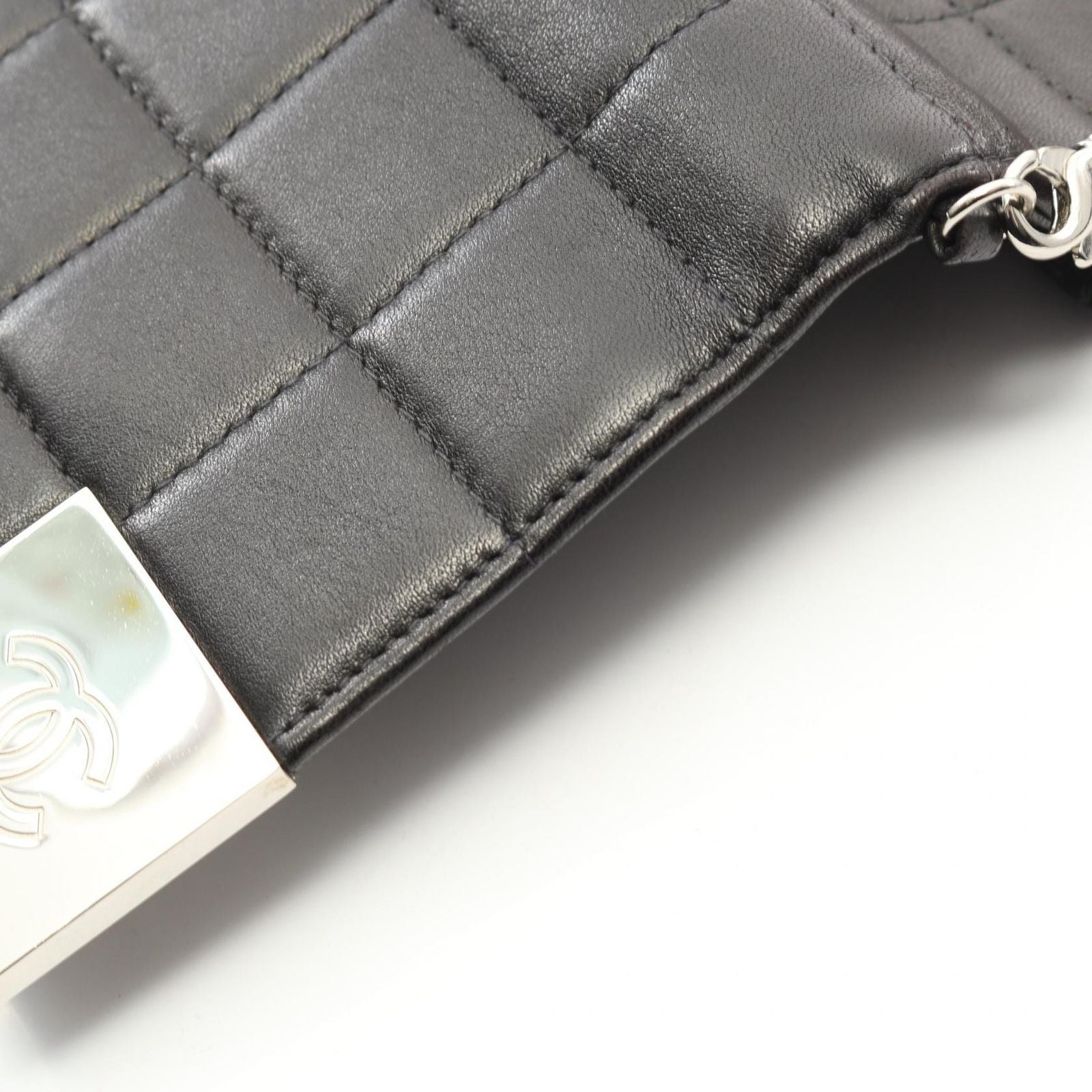 Chanel Shoulder Bag Chocolate Bar Black Lambskin (sheep Leather) Chocolate Bar