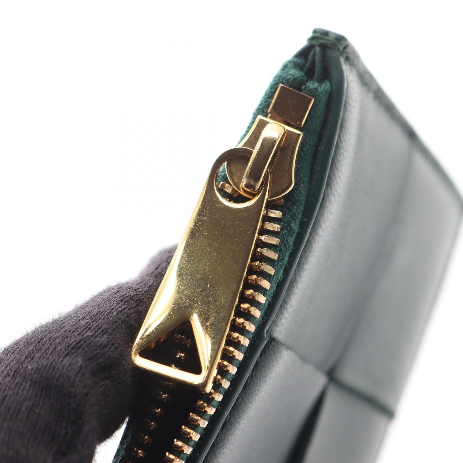 Bottega Veneta Coin Case Cassette Zipper 765460vcqc43049 Dark Green Leather