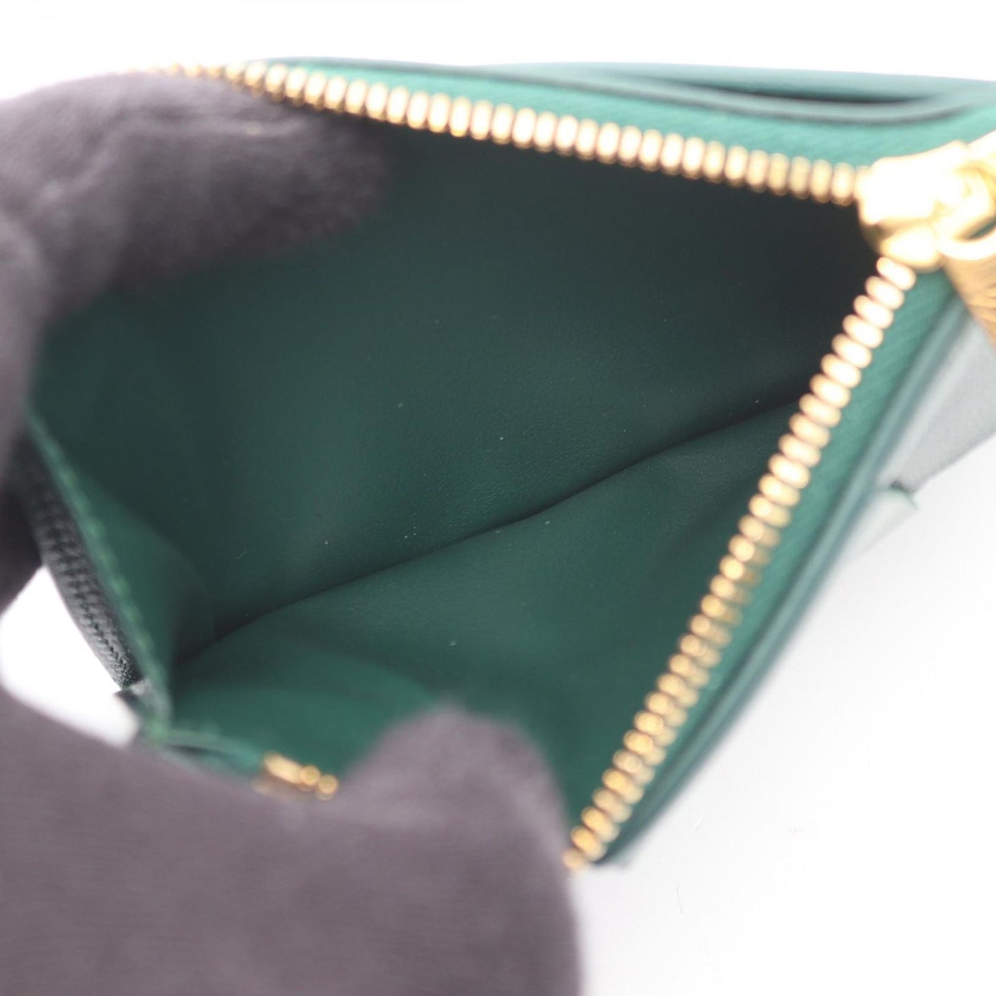 Bottega Veneta Coin Case Cassette Zipper 765460vcqc43049 Dark Green Leather