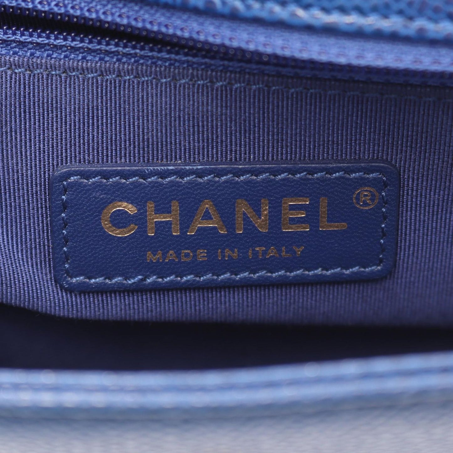 Chanel Shoulder Bag Matelasse Top Handle Blue Caviar Skin (grained Calf) Top