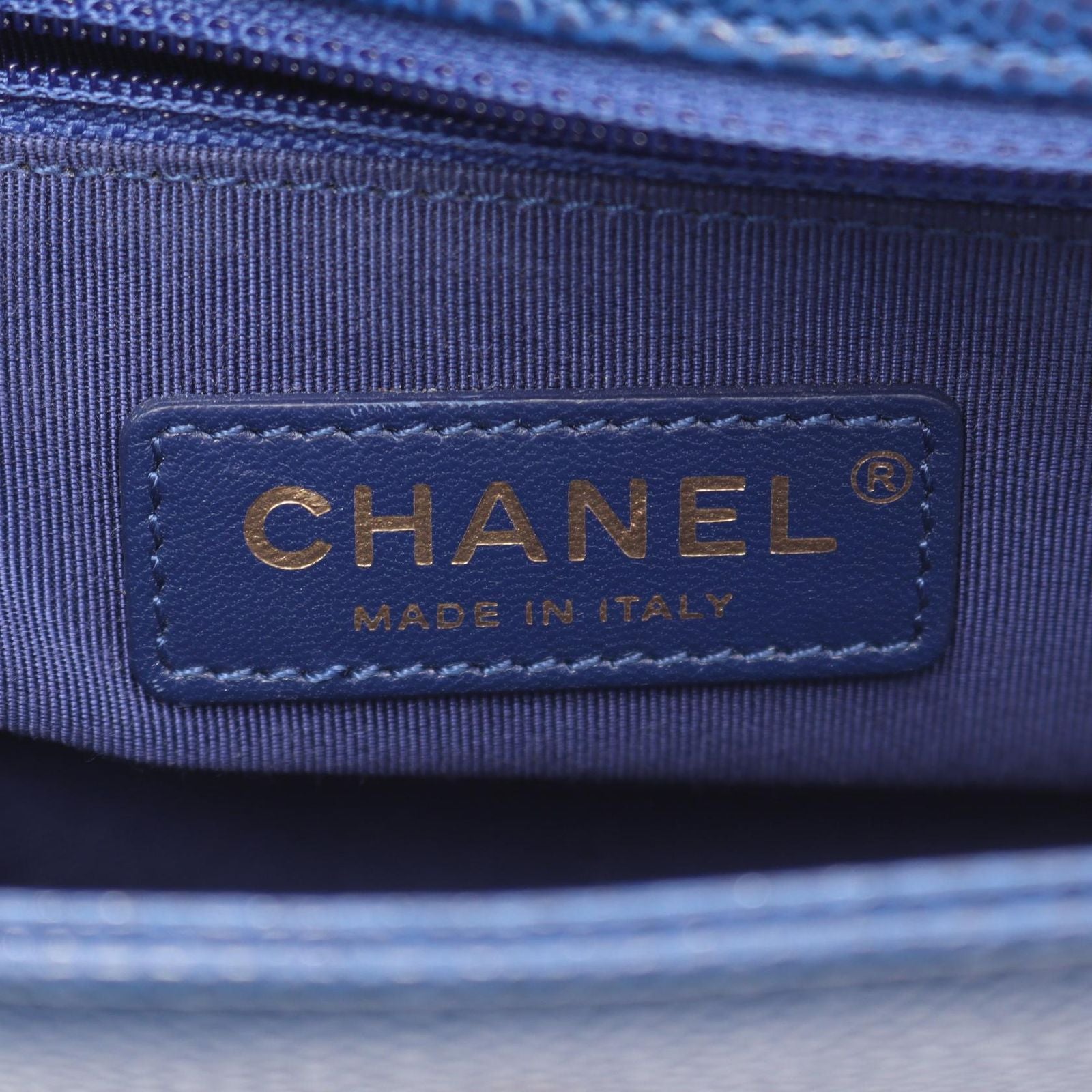 Chanel Shoulder Bag Matelasse Top Handle Blue Caviar Skin (grained Calf) Top