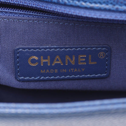Chanel Shoulder Bag Matelasse Top Handle Blue Caviar Skin (grained Calf) Top