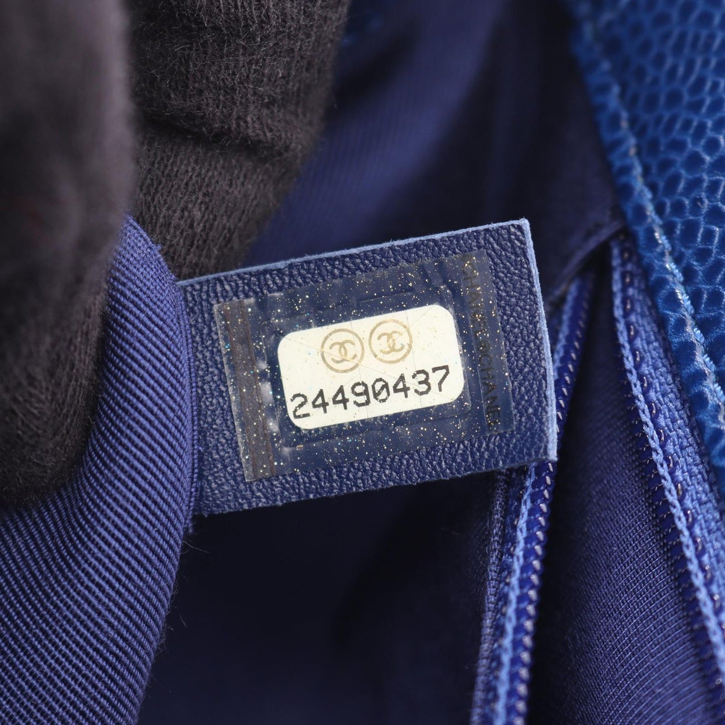 Chanel Shoulder Bag Matelasse Top Handle Blue Caviar Skin (grained Calf) Top