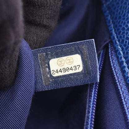 Chanel Shoulder Bag Matelasse Top Handle Blue Caviar Skin (grained Calf) Top