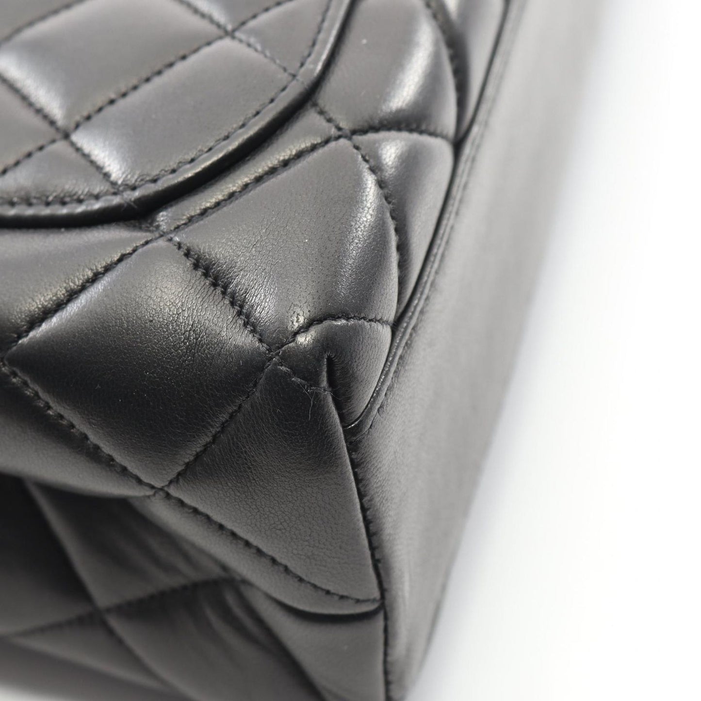 Chanel Handbag Matelasse Top Handle Black Lambskin Matelasse Handbag Ladies