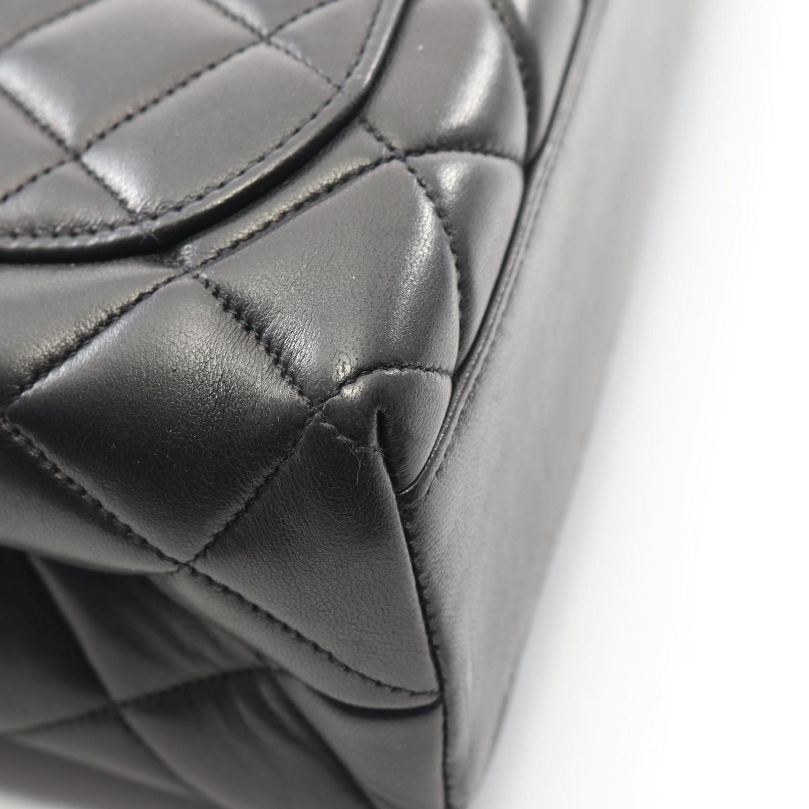 Chanel Handbag Matelasse Top Handle Black Lambskin Matelasse Handbag Ladies