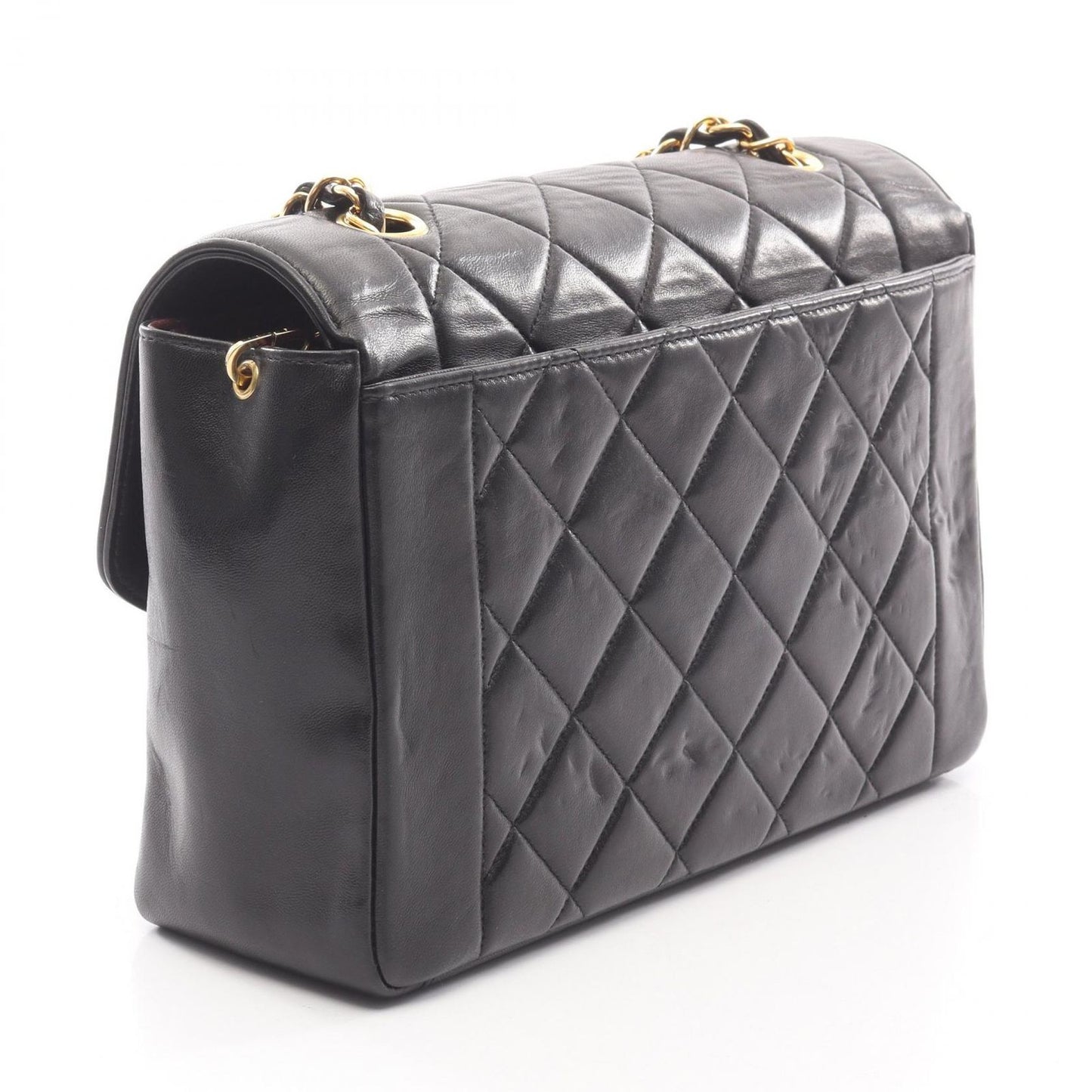 Chanel Shoulder Bag Matelasse Diana Flap Black Lambskin Matelasse Diana Chain