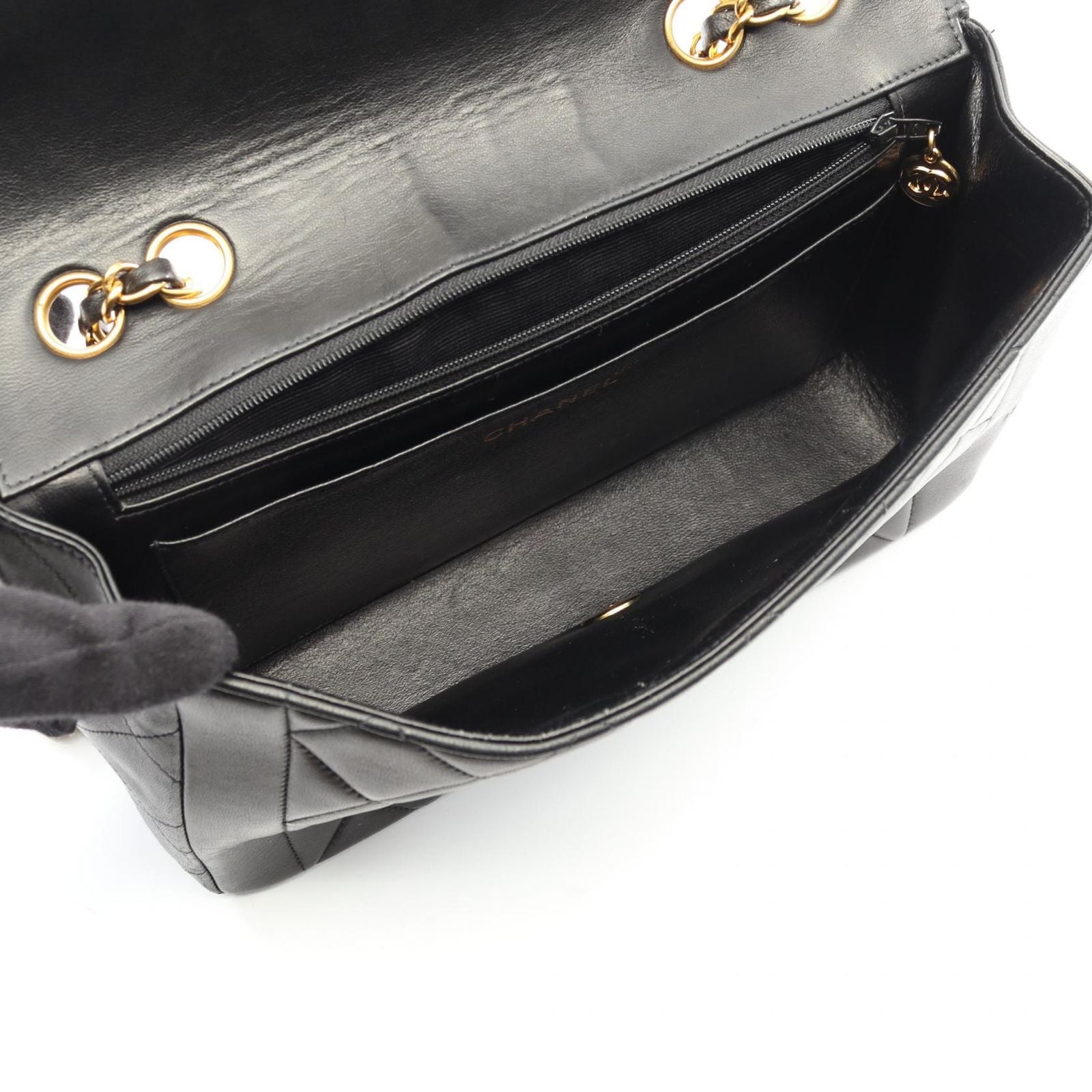 Chanel Shoulder Bag Matelasse Single Flap Black Lambskin Matelasse Single Flap