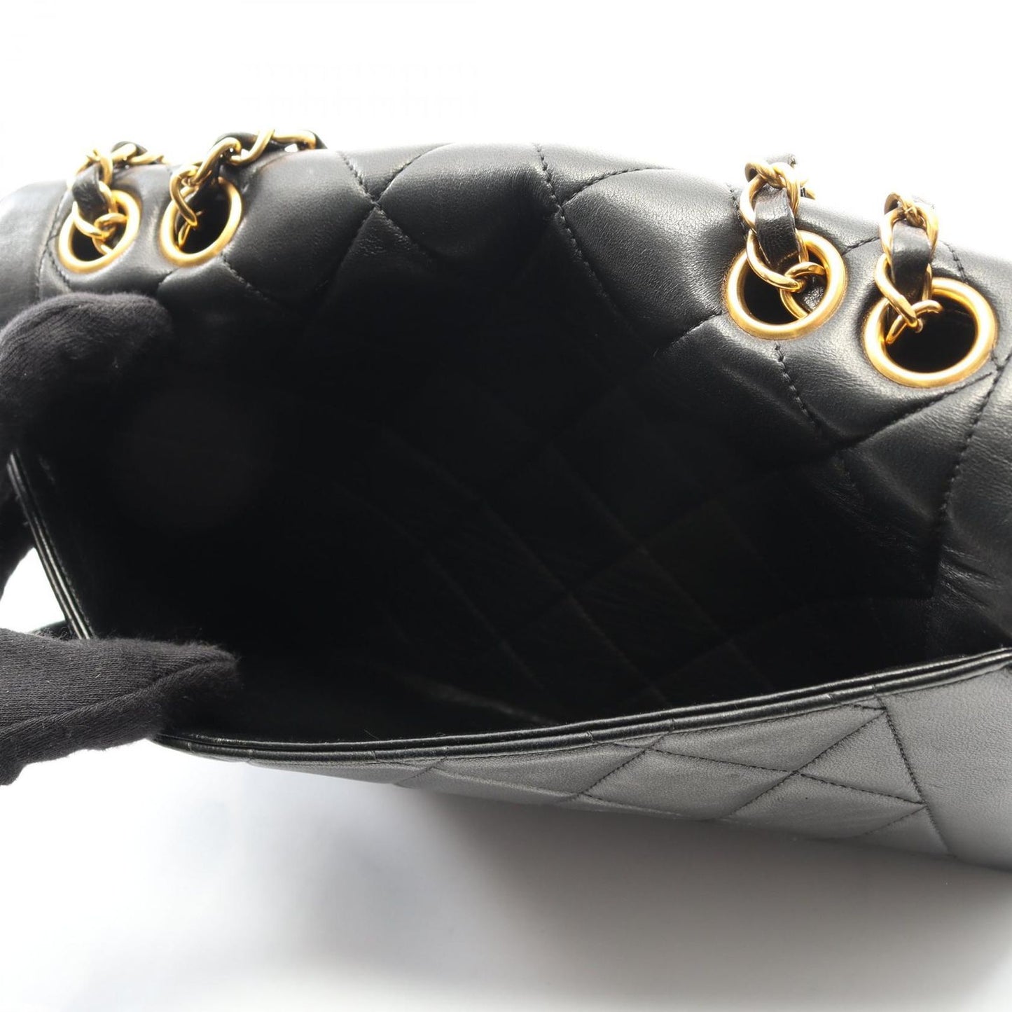 Chanel Shoulder Bag Matelasse Single Flap Black Lambskin Matelasse Single Flap